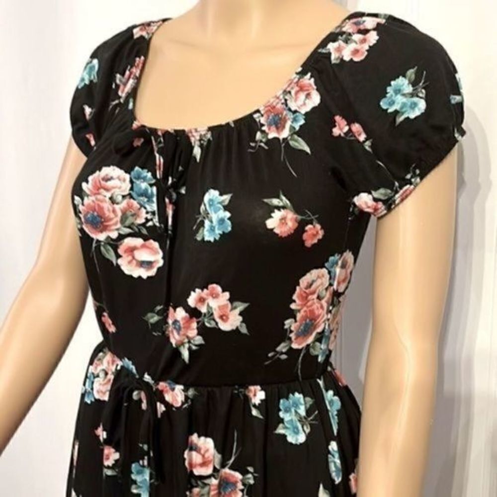 ULTRA-FLIRT casual rose print A-line dress S ruched NWT - Picture 5 of 12